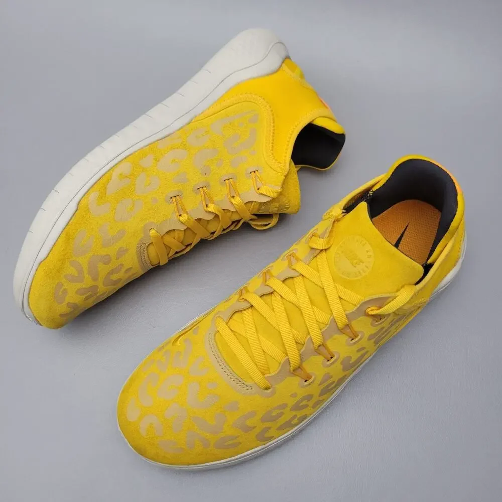 Nike Free RN 2018 Cheetah Print Yellow Low Top Lace-Up Sneakers Size 9.5